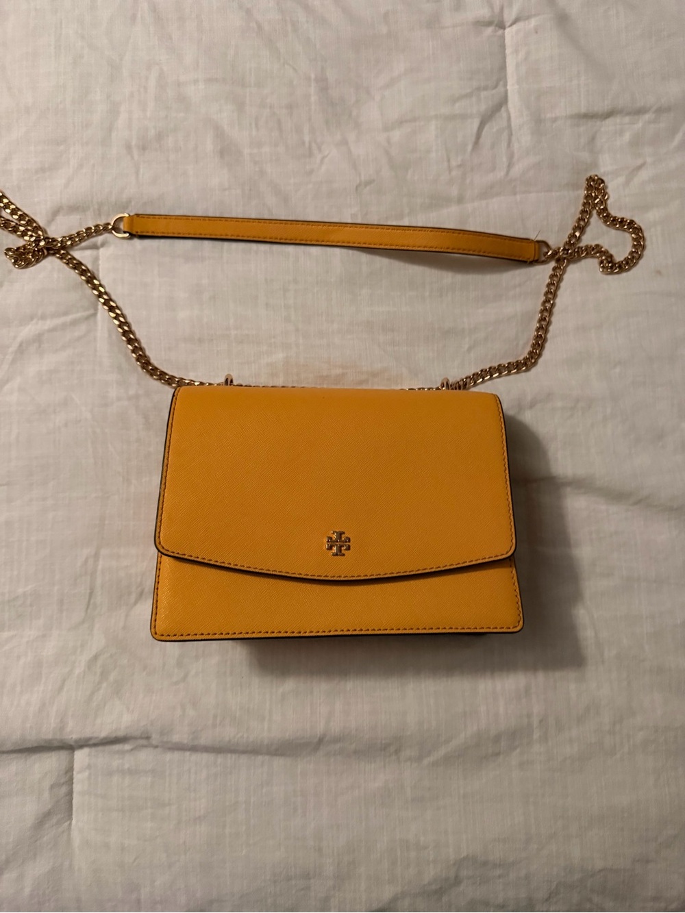 Tory Burch Saffron Yellow Leather Chain Crossbody - Picture 2 of 6